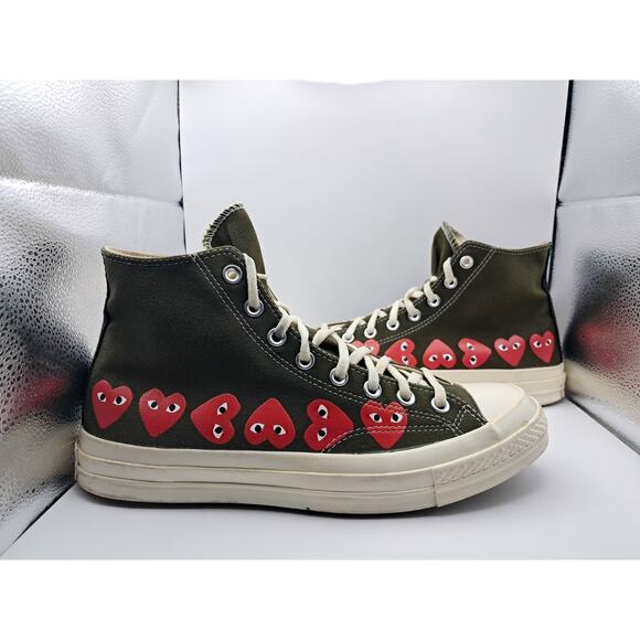 Converse Chuck Taylor All Star 70 Hi Comme des Garçons PLAY Multi-Heart Green - Picture 1 of 9